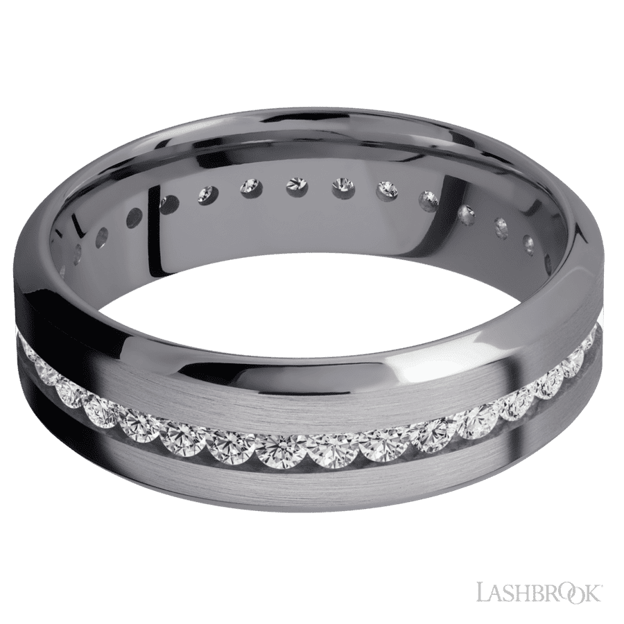 7 mm wide High Bevel Tantalum band w/ Diamond Accent