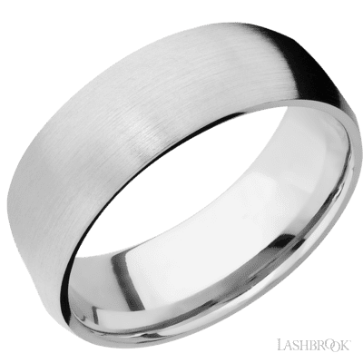 8 mm wide Domed 14K White Gold band w/ Diamond Accent