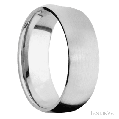 8 mm wide Domed 14K White Gold band w/ Diamond Accent