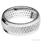 8 mm wide Domed 14K White Gold band w/ Diamond Accent