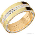 8 mm wide Flat 14K Yellow Gold band w/ Diamond Accent
