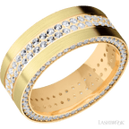 8 mm wide Flat 14K Yellow Gold band w/ Diamond Accent