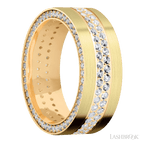 8 mm wide Flat 14K Yellow Gold band w/ Diamond Accent