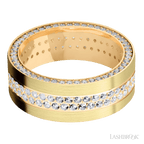 8 mm wide Flat 14K Yellow Gold band w/ Diamond Accent