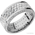 10 mm wide High Bevel 14K White Gold band w/ Diamond Accent