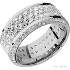 10 mm wide High Bevel 14K White Gold band w/ Diamond Accent