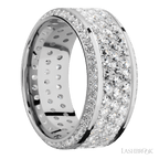 10 mm wide High Bevel 14K White Gold band w/ Diamond Accent