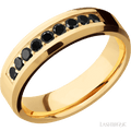 6 mm wide Beveled 14K Yellow Gold band w/ Black Diamond Accent
