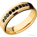 6 mm wide Beveled 14K Yellow Gold band w/ Black Diamond Accent