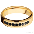 6 mm wide Beveled 14K Yellow Gold band w/ Black Diamond Accent