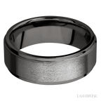 8 mm wide Flat Grooved Edges Tantalum Noir band