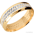 7 mm wide High Bevel 14K Yellow Gold band w/ Diamond Accent