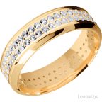 7 mm wide High Bevel 14K Yellow Gold band w/ Diamond Accent