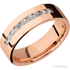 7 mm wide Flat 14K Rose Gold band w/ Diamond Accent