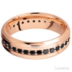 7 mm wide High Bevel Milgrain 14K Rose Gold band w/ Black Diamond Accent