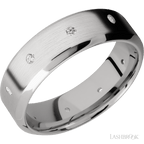 7 mm wide High Bevel 14K White Gold band w/ Diamond Accent