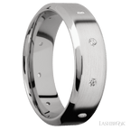 7 mm wide High Bevel 14K White Gold band w/ Diamond Accent