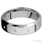 7 mm wide High Bevel 14K White Gold band w/ Diamond Accent