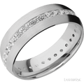 7 mm wide Domed 14K White Gold band w/ Diamond Accent