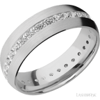 7 mm wide Domed 14K White Gold band w/ Diamond Accent