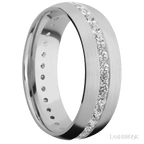 7 mm wide Domed 14K White Gold band w/ Diamond Accent