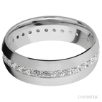 7 mm wide Domed 14K White Gold band w/ Diamond Accent