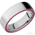 7 mm wide Flat 14K White Gold band w/ Ruby Accent