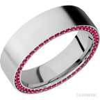 7 mm wide Flat 14K White Gold band w/ Ruby Accent