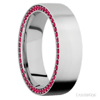 7 mm wide Flat 14K White Gold band w/ Ruby Accent