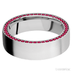 7 mm wide Flat 14K White Gold band w/ Ruby Accent