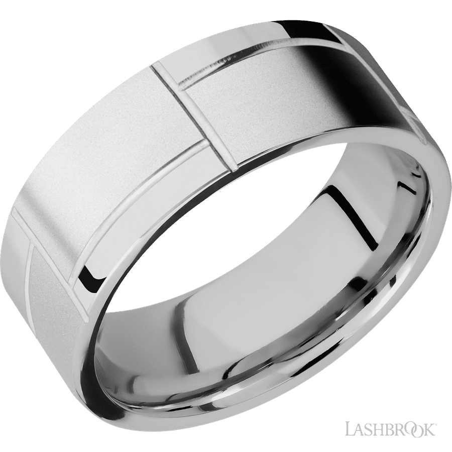 8 mm wide Flat 14K White Gold band