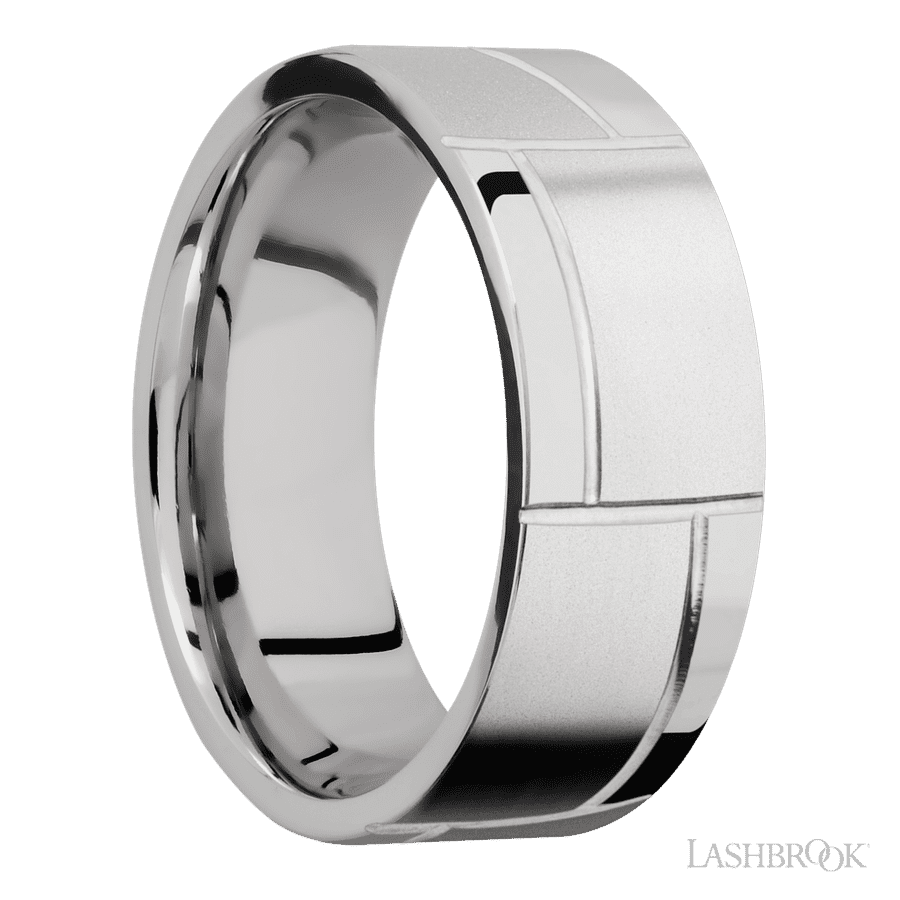 8 mm wide Flat 14K White Gold band