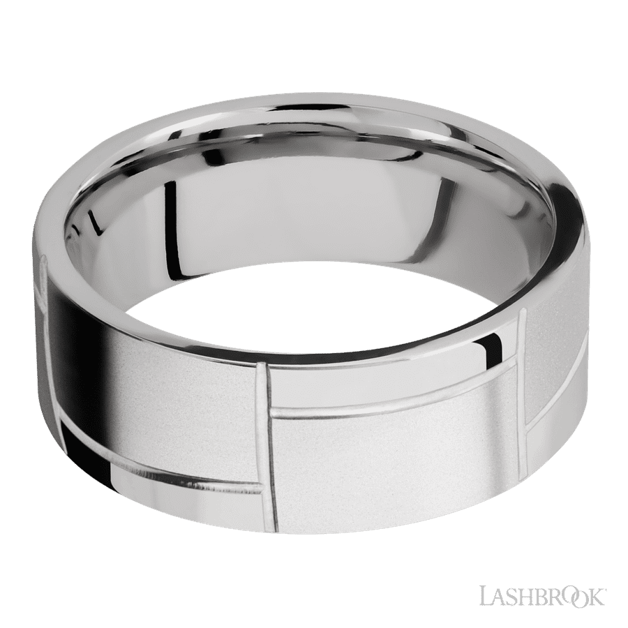 8 mm wide Flat 14K White Gold band