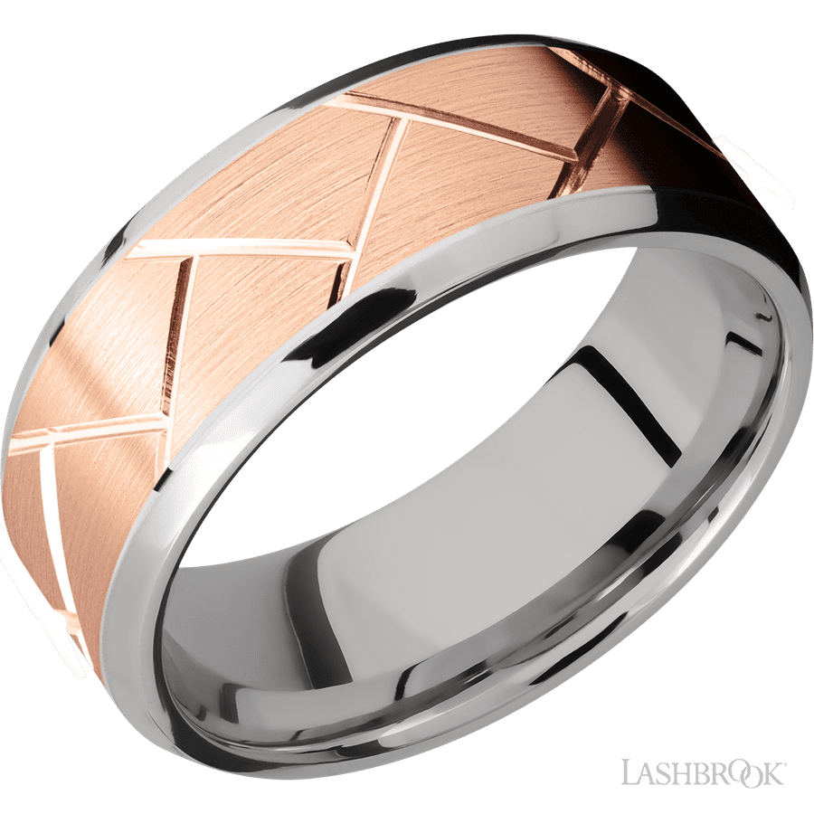 8 mm wide Beveled 14K White Gold band