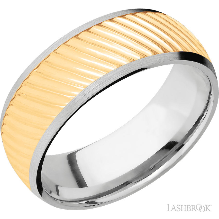 8 mm wide Domed 14K White Gold band