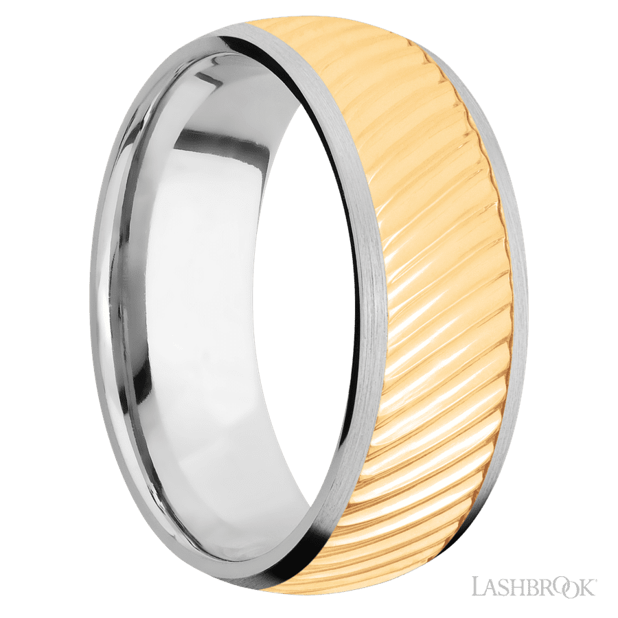 8 mm wide Domed 14K White Gold band