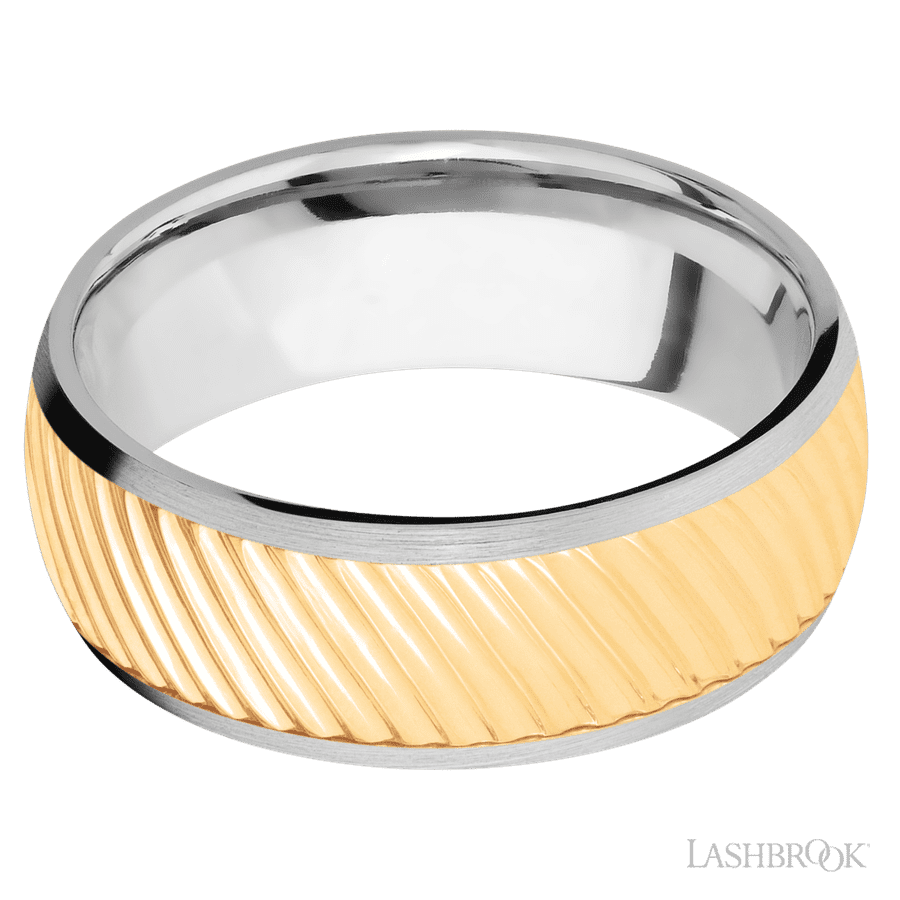 8 mm wide Domed 14K White Gold band