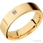 6 mm wide Flat 14K Yellow Gold band w/ Diamond Accent