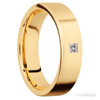 6 mm wide Flat 14K Yellow Gold band w/ Diamond Accent