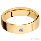 6 mm wide Flat 14K Yellow Gold band w/ Diamond Accent