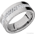 8 mm wide Flat 14K White Gold band w/ Diamond Accent
