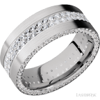 8 mm wide Flat 14K White Gold band w/ Diamond Accent