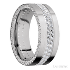 8 mm wide Flat 14K White Gold band w/ Diamond Accent