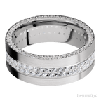 8 mm wide Flat 14K White Gold band w/ Diamond Accent