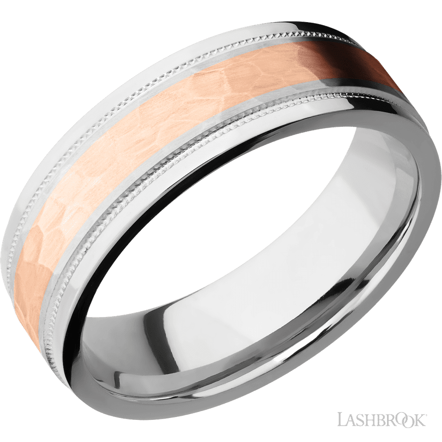 7 mm wide Flat Stepped Edges Milgrain Cobalt Chrome band