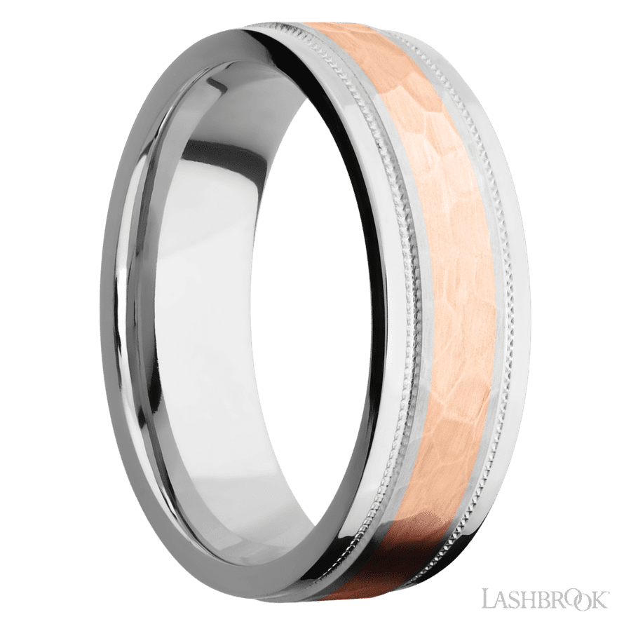 7 mm wide Flat Stepped Edges Milgrain Cobalt Chrome band