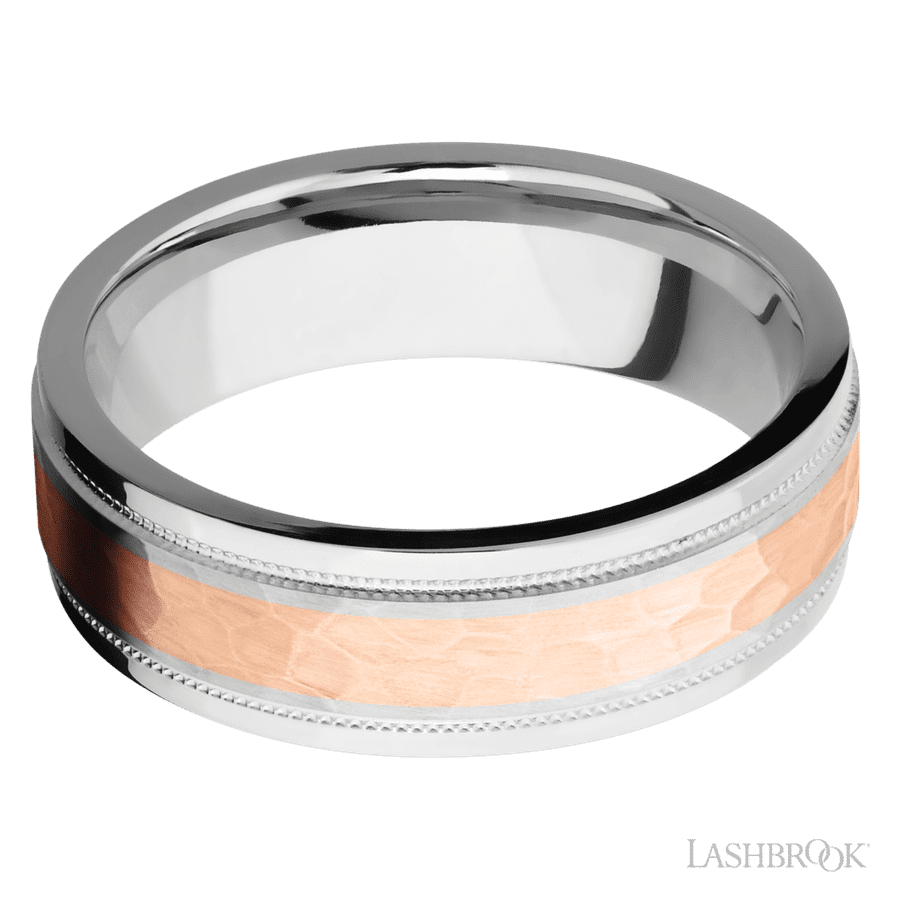 7 mm wide Flat Stepped Edges Milgrain Cobalt Chrome band