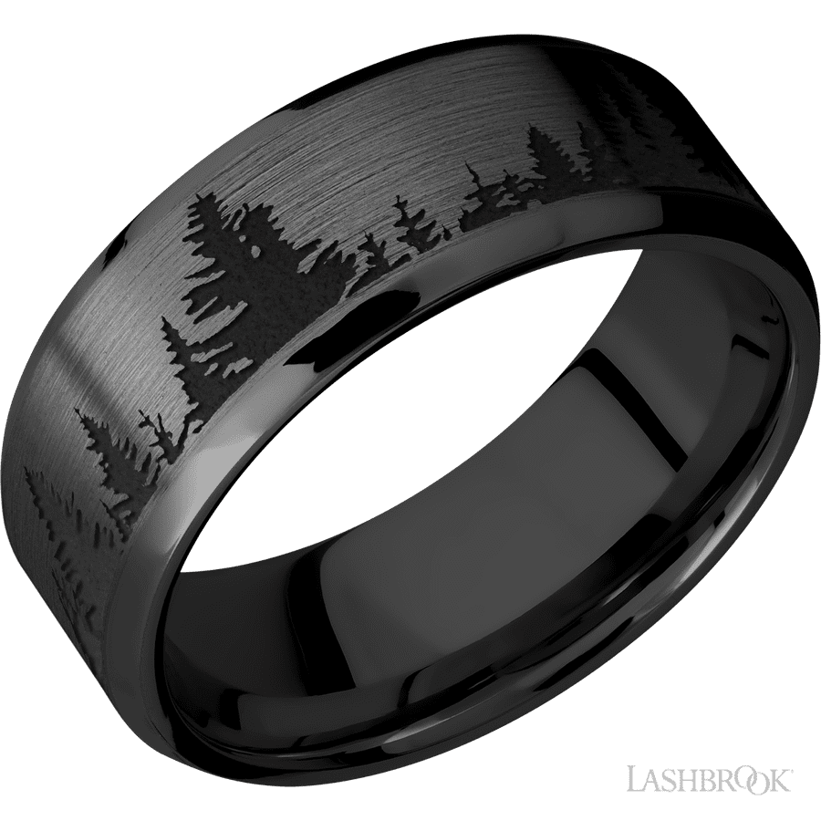 8 mm wide Beveled Zirconium band
