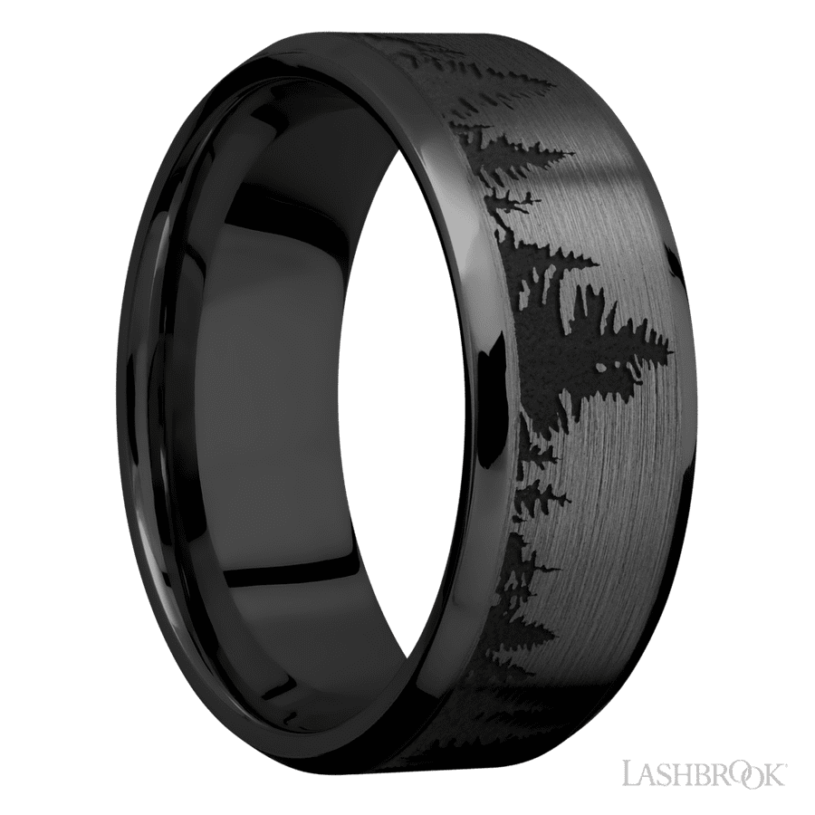 8 mm wide Beveled Zirconium band