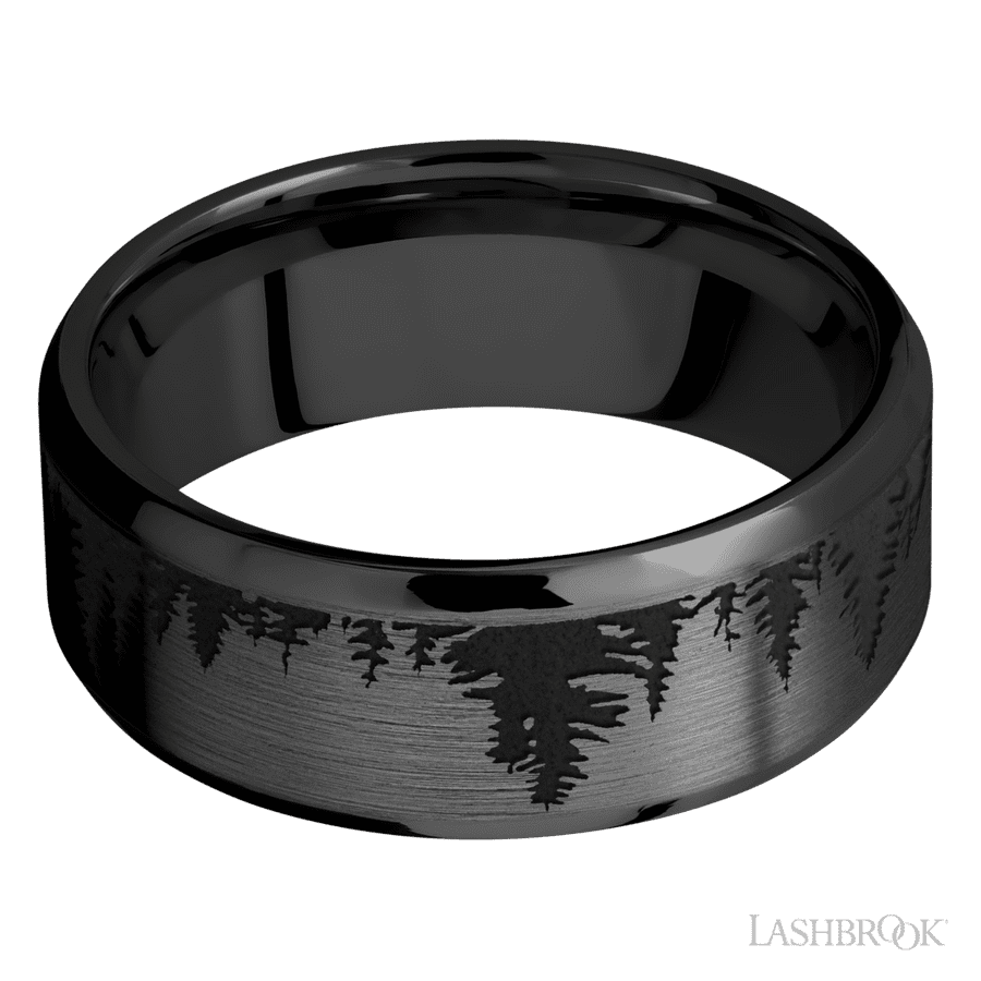 8 mm wide Beveled Zirconium band